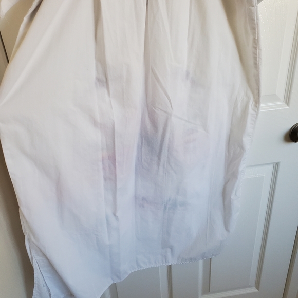 Vintage Mexican Colorful Rainbow Flower Embroider White Cotton Maxi House Dress - Picture 4 of 16